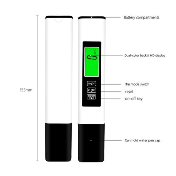 Vannkvalitetsteststift ledningstester ec vannteststift tds-1pc