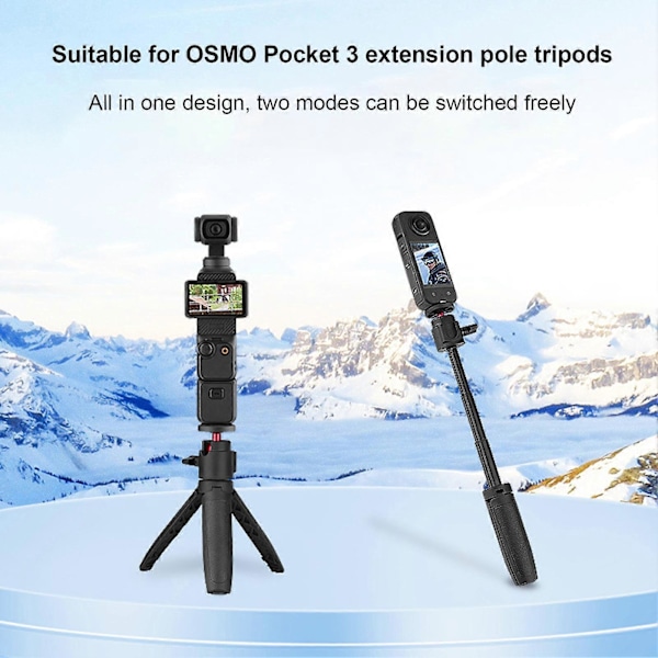 Kameraförlängningsstång Stativ Aluminium 360 Graders Rotation Utdragbar 1/4 Gänganslutning Selfie Stick Stativ för OSMO POCKET 3