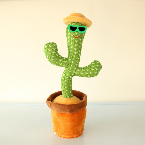 Den nya förtrollande, plyschiga plyschleksaken för dansande kaktus kan sjunga och vrida sig (kaktus med stråhatt)