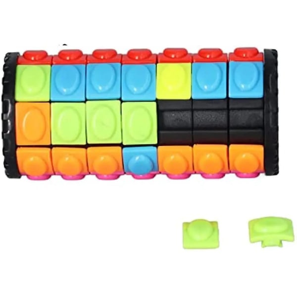 Magic Cube Puslespil 3d Cylinder Puslespil Roter Fidget Legetøj Brain Teasers Slide Håndspil Farverigt glidende sensorisk puslespil til voksne børn