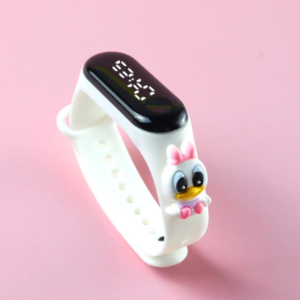 Barnklocka-tecknad armband, elektronisk vattentät watch (White Daisy)