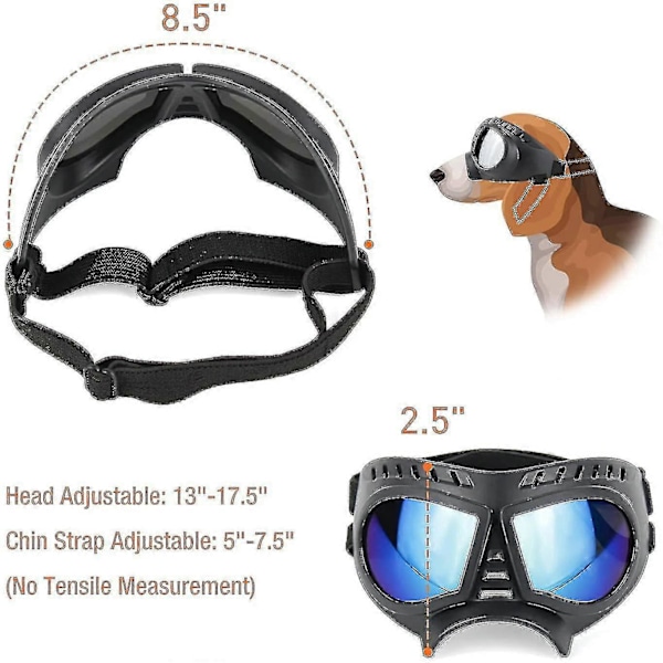Hundebriller Øjne Hund Solbriller Anti-UV Briller med Justerbar Rem