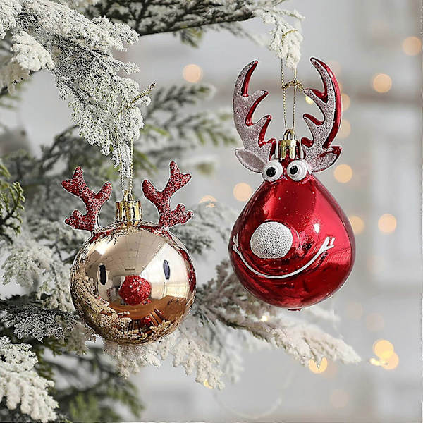 Set med 8 Oslåbara Julgranskulor - Fyllbara Kulor - Guld och Röd