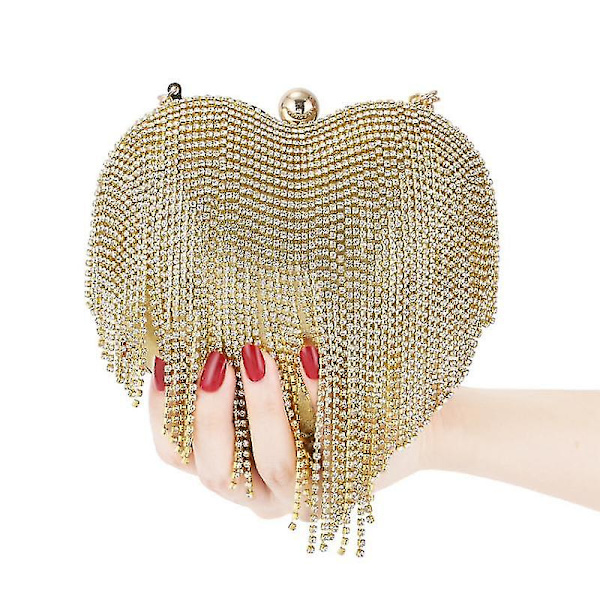 Kvinners Kvast Diamant Clutch Cheongsam Bryllup Hjerteformet Aftenveske