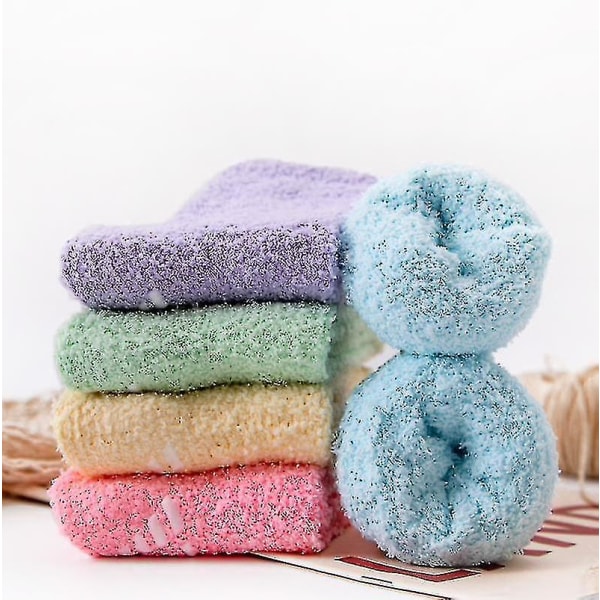 5 par bløde, super bløde plys hjemmesko sokker vinter fluffy mikrofiber crew sokker