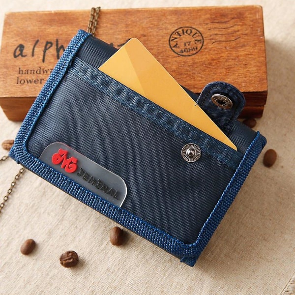 Kort Oxford tygplånbok för män för män Multi-Card Slot Intern plånbok blixtlåsplånbok Blue
