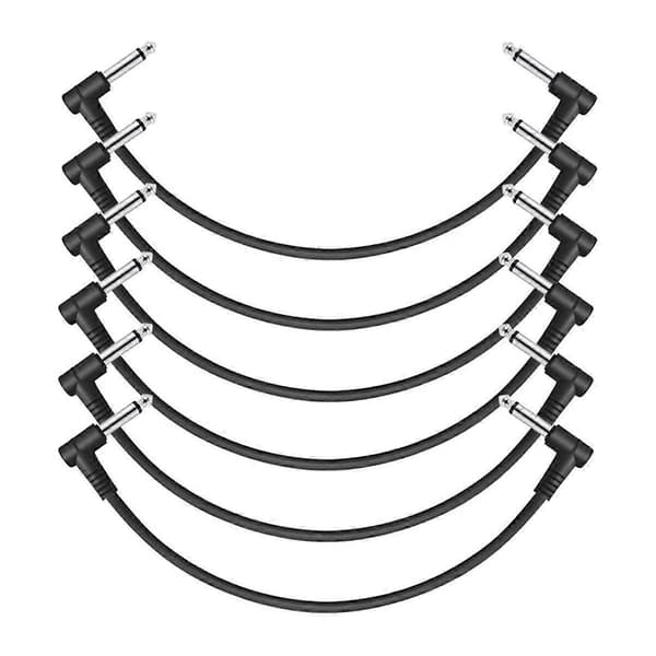 Gitarr Patch Kabel Gitarr Effektpedal Kablar, Svart 6-pack 30cm