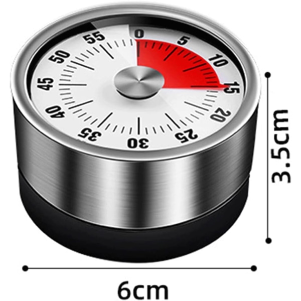 Timer, Mekanisk Kjøkken Timer, Monterbar Magnetic Timer, - 60 minutter.