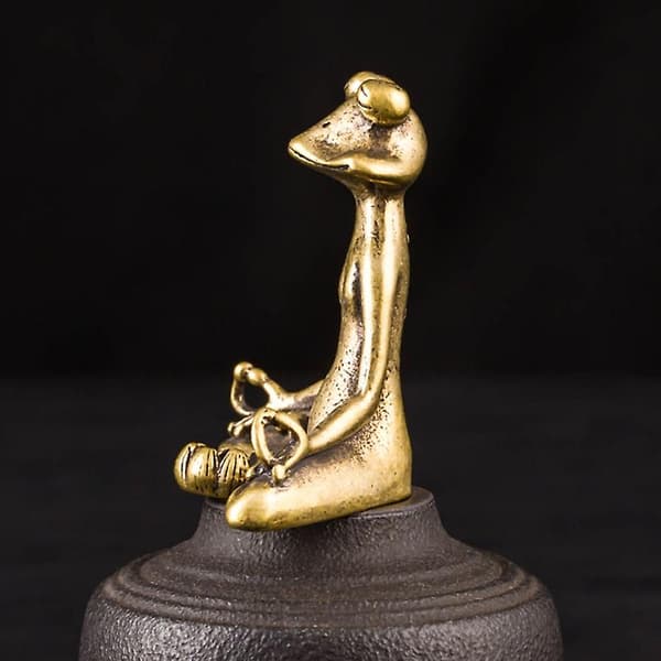 Retro røgelse brænder røgelse holder messing siddende meditation frø statue røgelse brænder skrivebord dekoration
