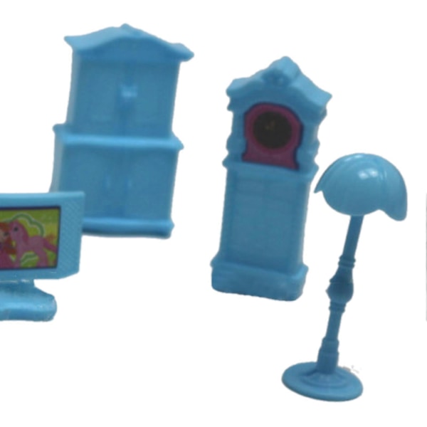8 st Dockskåps Sovrumsmöbler Tillbehör Multifunktionell Miniatyr Dockskåps Sminkbord Set