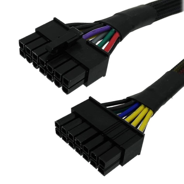 24 pins til 14 pins Atx Psu hovedstrømadapter flettet ermet kabel