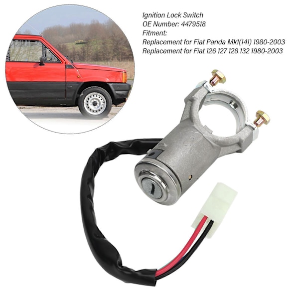 Tändningslås 4479518 Rattlås Tändningslåscylinder med 2 Nycklar Ersättning för Fiat Panda Mk1 126 127 128 132