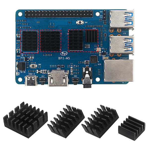 Chipset Kylare Tyst Snabb Värmeavledning Mini Banana Pi M5 Aluminium CPU Chip Termisk Pad för Elektronisk Utrustning