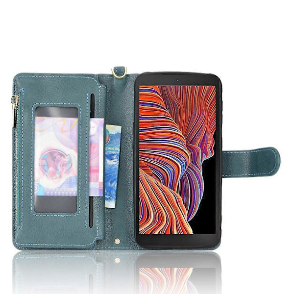 Läderfodral med blixtlås och lychee-struktur för Samsung Galaxy Xcover 5