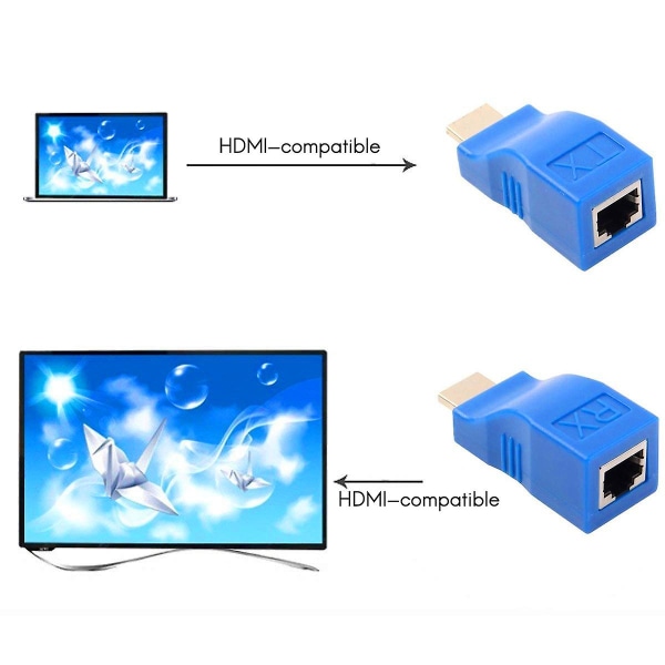 -Kompatibel Extender 30M overføringsavstand RJ45 til -Kompatibel HD Network Extender Converter Adapter