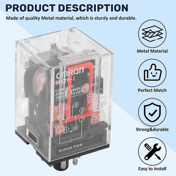 AC 220V/230V Spolspänning PCB Strömrelä 8 Stift DPDT 2NO 2NC MK2P-1