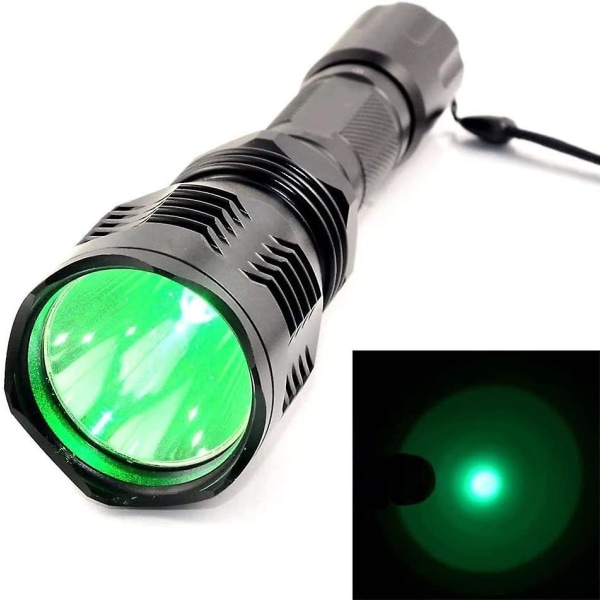 Superkraftig lommelygte med grønt lys, 2000 lumen, taktisk lommelygte, fjernbetjent, genopladelig, vandtæt jagtlygte til camping, bjergbestigning, vandreture