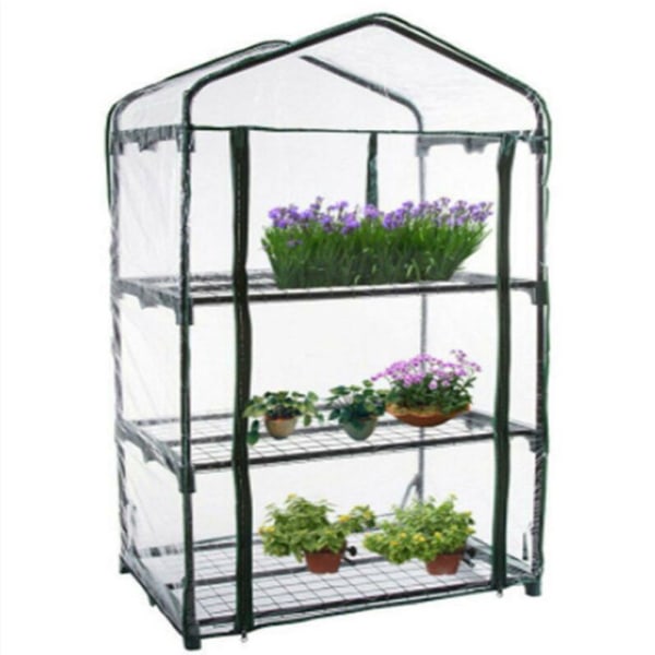 växthus 3 lager växter hem trädgård grönsakshylla transparent cover pvc cover 69*49*126cm