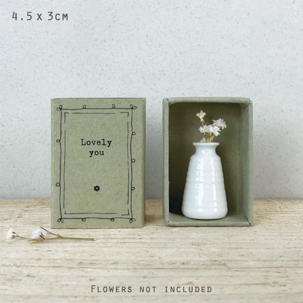 Porslins Matchbox Vas i Ask | East of India Ask Ornament Underbar du Present