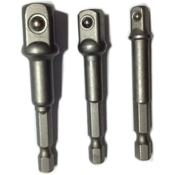 Fyrkantig drivrutin Hex Power Drill Bit 1/4 3/8 1/2-tums 3 PCS Power Drill till Socket Adapter Extra Long Adapter