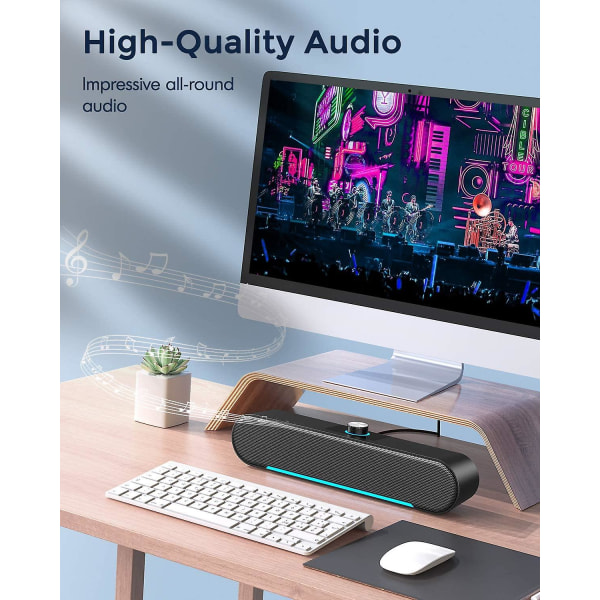 PC-høyttalere, kablet datamaskinlydbar, stereo usb-drevet mini-soundbar-høyttaler for pc-nettbrett Desktop Cel