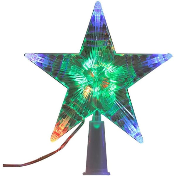 Joulukuusipäällinen tähti-LED-valo, 7" Led-valaistu tähti Joulukuusikoriste Pentagram-joulukoristeen rekvisiitta, USB akkukäyttöinen