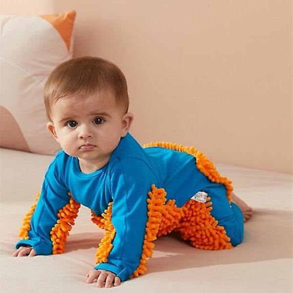 Baby Mop Romper Outfit Unisex Dreng Pige Polerer Gulve Rengøring Mop Dragt Efterår Vinter Børn Kravl Toddler Swob Jumpsuit B 12M