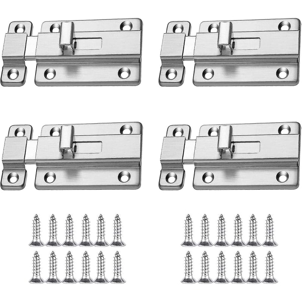 Liukuva pulttilukon salpa Liukuva ovi Lukko Sisälukko Ruuveilla Kylpyhuoneen oveen Puuoveen Lemmikkieläinten oveen Makuuhuoneeseen 4 kpl