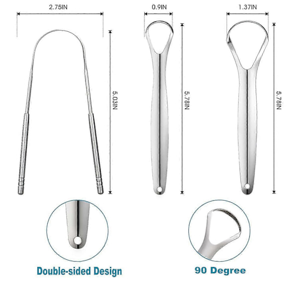3-pak metal tunge skraber voksen tunge skraber rustfrit stål tunge skraber tunge skraber bærbar tunge skraber