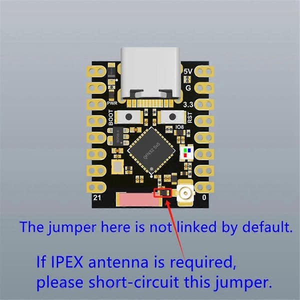 ESP32-C3 SuperMini V2 Plus Utviklingskort ESP32 C3 Mini WiFi Bluetooth IOT Kort Antenne RGB for MicroPython