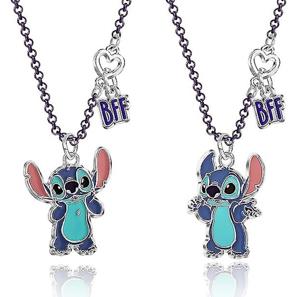 2-delt sett - Bestevenner-halskjede med BFF & Stitch-smykker - Offisiell lisens