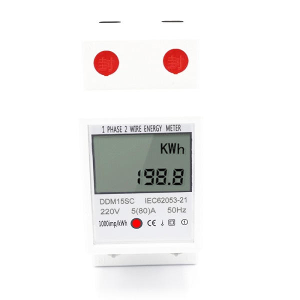 Elektrisk energimåler, monitor for energiforbruk, 5-80A 220V 50Hz