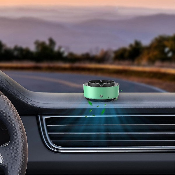 Røykfritt askebeger med luftrenser, intelligent askebeger for luftrensing med negative ioner for bil hjemme-grønn