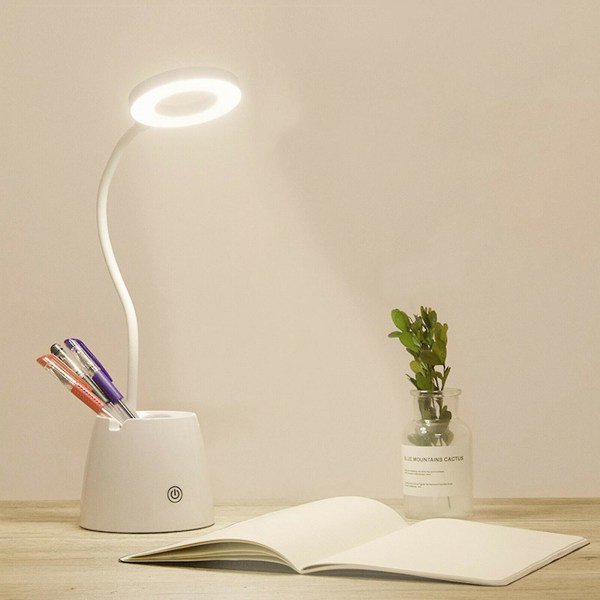 Penneholder bordlampe enkel moderne øyebeskyttelse skrivebord studenthybel kreativ nattbordslampe