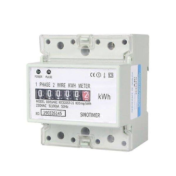 Elektrisk enfas tvåtråds AC 220V 100A energimätare KWh räknare förbruknings analog elektricitet