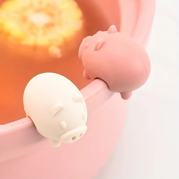 1. st, sød grisfoderklasse silikone Anti-overflow Pot Side Clip, Køkkenudstyr, Køkkenmateriale Rosa