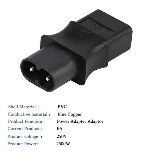 2 st 2-Pin Iec 320 C8 Hane till Iec 320 C9 Hona Ac Adapter 6A/250V Industriell Strömomvandlare