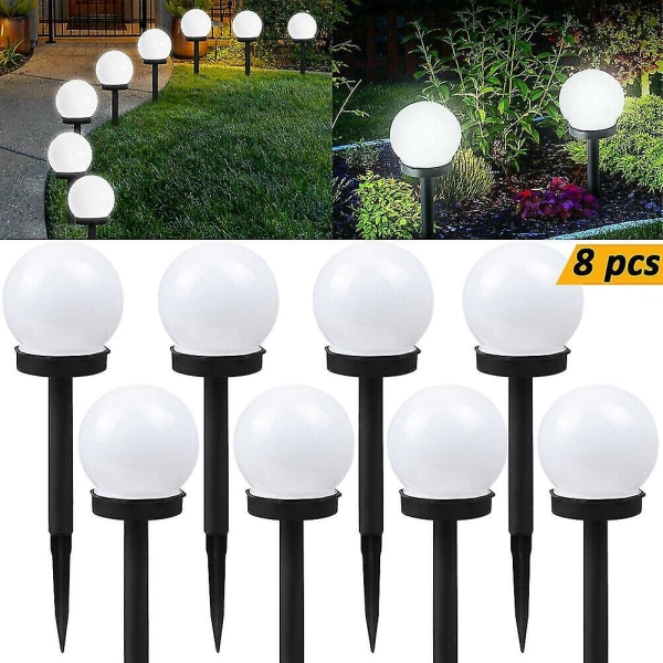 8 Pack Led Solar Garden Light Round Ball Waterproof Outdoor Path Lights Lawn Lamp