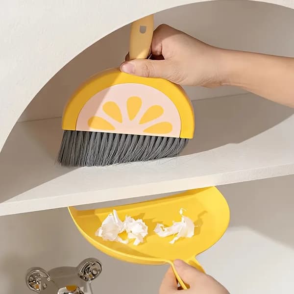 1 sett skrivebord mini mopp sett gul sitron