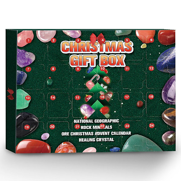 Joulu 2024 Parantava Kristallikivi Kivi Adventtikalenteri 24 Ruutua Joulu CountDown Blind Box Mineraalit Malmi Juhlaherkut