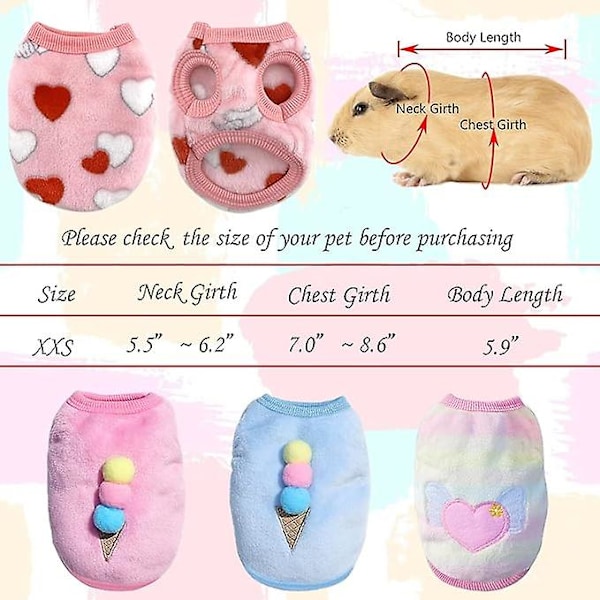 4 stycken kaninkläder för kaniner - Smådjur Marsvin Varma Västar Kläder Kostym Mjuk T-shirt för Kattunge Iller Chihuahua Valp Mini Hund och Små