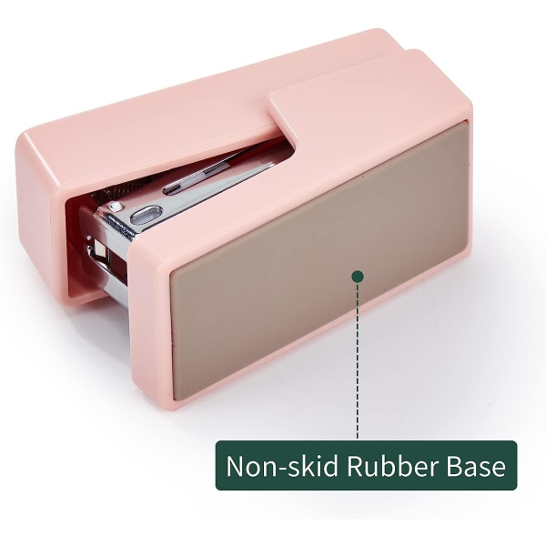 Minihæftemaskine, 20-arks skrivebordshæftemaskine til kontor med 1 boks Standardhæfteklammer, Pink
