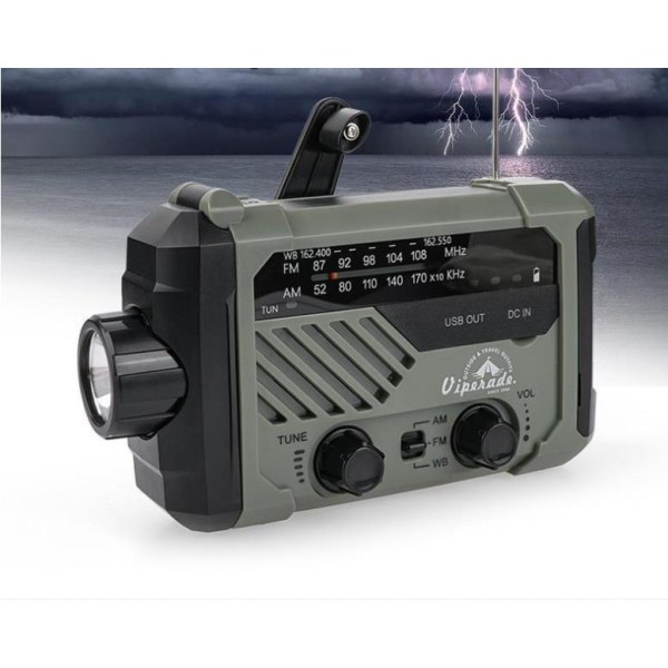 Radio utomhus handvevad solcellsdriven multifunktionell radio