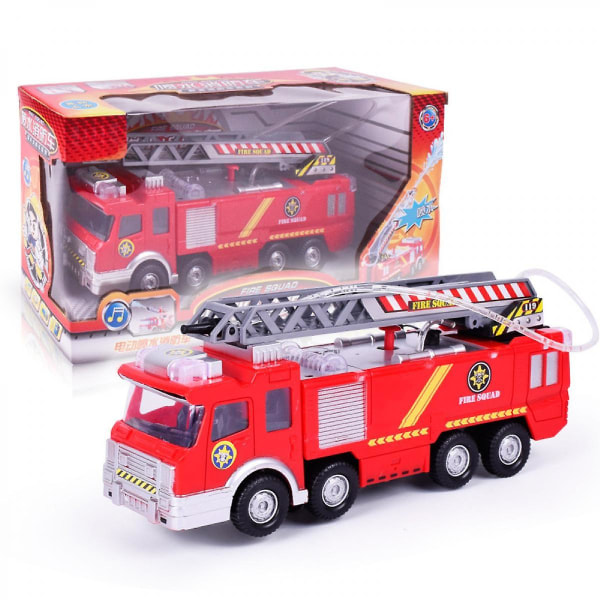 Brandbilar med vattensprutfunktion, brandbilar med leksaksbrandbilar med ljud och ljus, tillbakadragande bilar, friktionsdrivna fordon