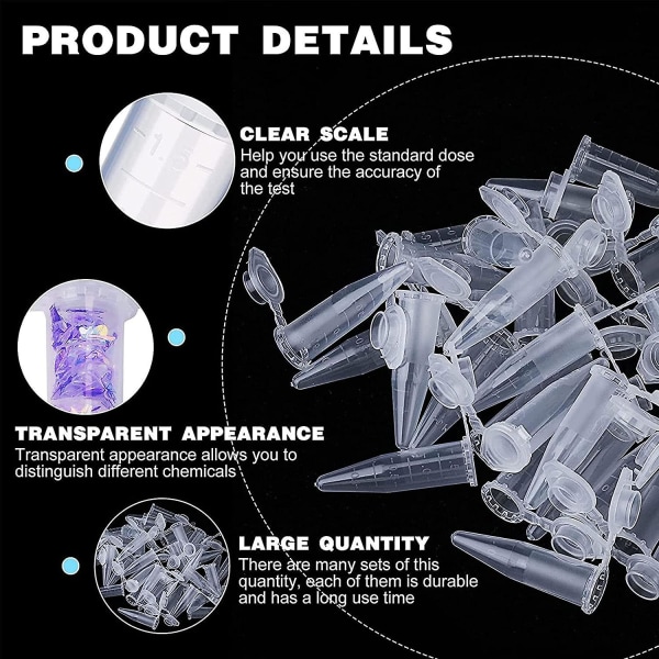 Bedste shiyi 500 stykker gennemsigtigt centrifugerør, plastmikrocentrifugerør, gennemsigtigt plastcentrifugerør