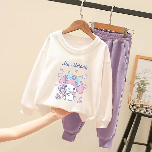 Sanrioed Plysj Anime Kuromi Cinnamoroll Melody Småbarn Baby Gutter Jente Klær Barn Genser Bukser 2 stk Genser Pullover Gave NM-26MKLOP 160