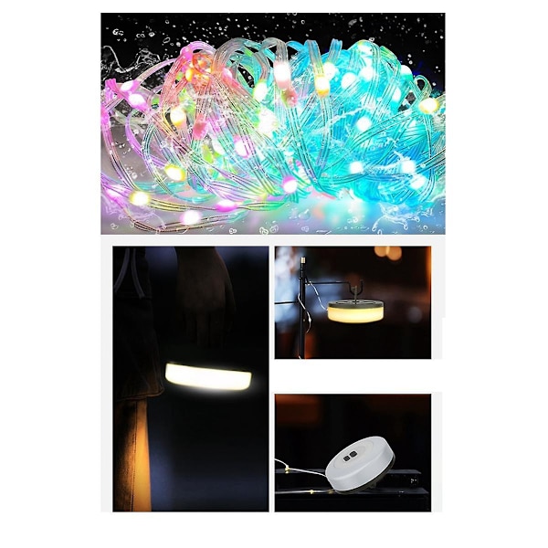Bærbar LED-campinglampe, campinglys, lyssnor, tape for parasoll, telt, balkong, paviljong, hage, gul