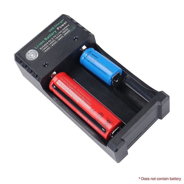 18650 laddare USB laddare med dubbla kortplatser för att ladda 3,7V cylindriskt 2-cells litiumbatteri