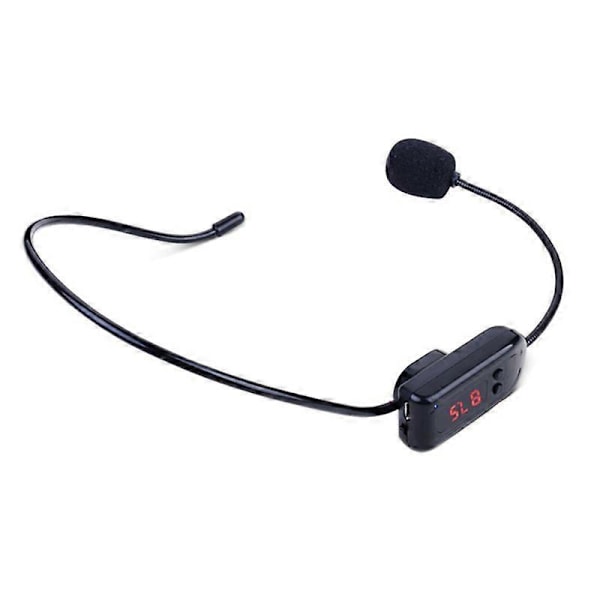 Sort Bærbar FM Trådløs Mikrofon Headset Radio Megafon Til Turguide Undervisning Møde Forelæsninger Forbrugsvarer