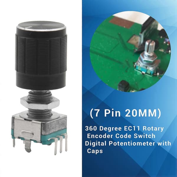 (7 Ben 20MM) 10 STK 360 Graders EC11 Rotary Encoder Kode Switch Digitalt Potentiometer med Hætter